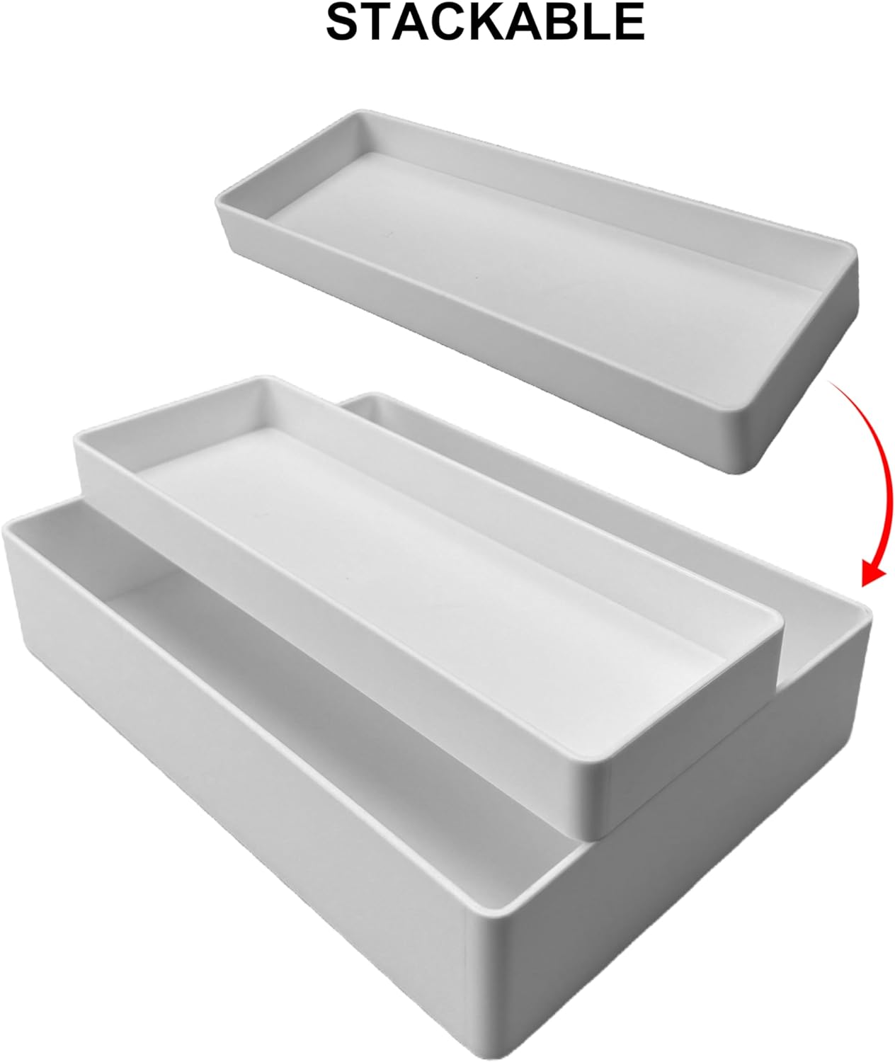 Amazon Basics Rectangular Plastic Desk Organizer, Half Accessory Tray for Office Supplies and Workspace Organization, 9.4" x 3.3" x 1", Black