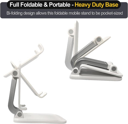 POQOD 2 Pack Cell Phone Stand, Foldable Phone Holder for Desk Compatible with Phone 15 14 13 12 11 Pro Xs Xs Max Xr X 8, Nintendo Switch, All Phones, Black & White