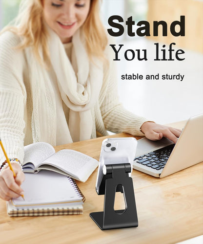 Cell Phone Stand for Desk- Adjustable Phone Stand Holder, Cradle, Dock, Desktop Stand for iPhone 17 16, 15, 14, Plus, Pro, Pro Max, 13 12 X XS,4-8" Phones, Office Accessories (Rose Gold)