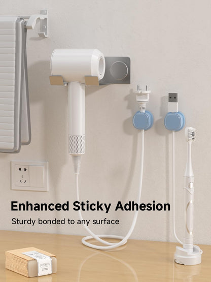 9 Pack Cord Organizer, Spring Cable Management, Adhesive Cute Cable Holder Clips, Phone Charger Wire Keeper for Desk Nightstand Car Office (9-Pack White_Orange_Blue)