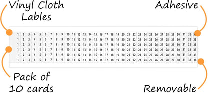 SmartSign Wire Marker Cards 1-33 Electrical Stickers Labels | 1.5" x 0.25" Vinyl Cloth, Pack of 10 Cards, Made in USA