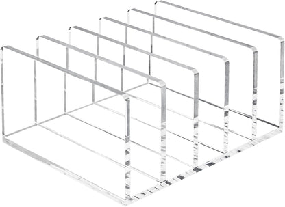 Acrylic Mail Organizer File Sorters for Desk,3-Section Laddered Desktop Vertical Letter Holder,Desk Organizer Workspace Organizer