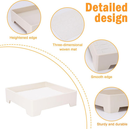 Square Vanity Tray with Cushion, 8" x 8" Desktop Organizer, Valet Tray for Jewelry, Perfume, Keys, Eyewear, Nightstand Catchall Tray for Dresser, Entryway, Living Room, Beige