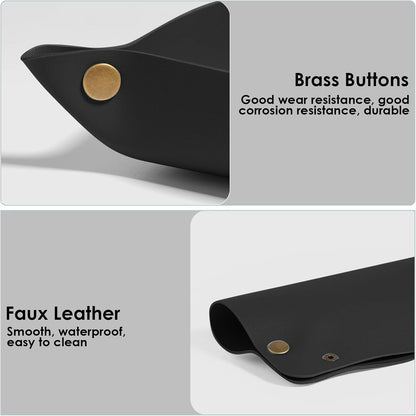 2 Pack (Size:9.84"&7.87") PU Leather Jewelry Valet Tray,Portable Entryway Table Nightstand Desk Tray Catchall Travel Plate Organizer for Phone, Keys, Wallet, Watch,Coin (Black)