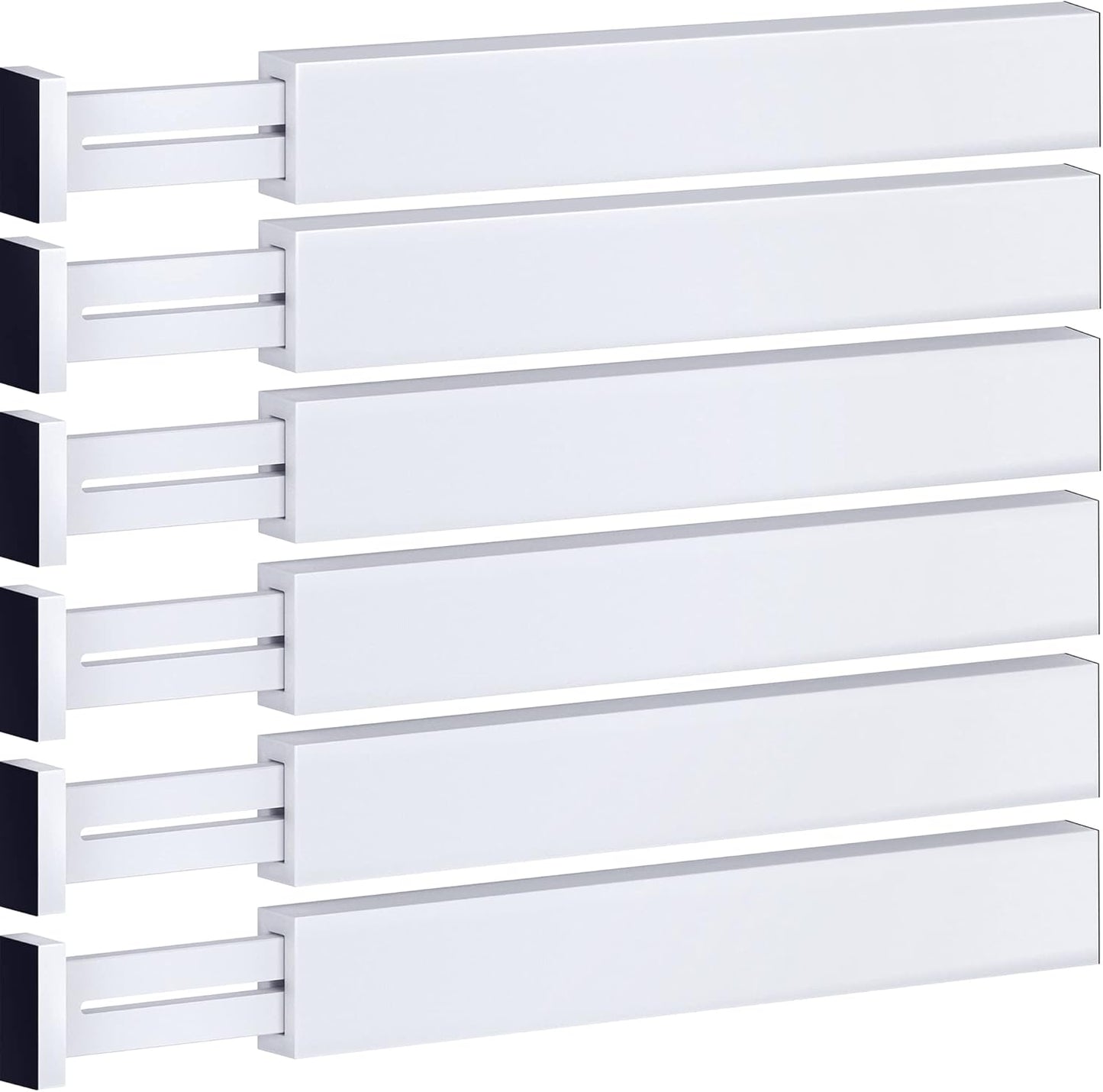 6-Pack Drawer Dividers - 2.6 Inches High, Adjustable 16 to 22 Inches Bamboo Drawer Organizer, Large Expandable Separator for Clothes, Dresser, Bedroom, Bathroom, Baby, Office, Kitchen Utensils, Black