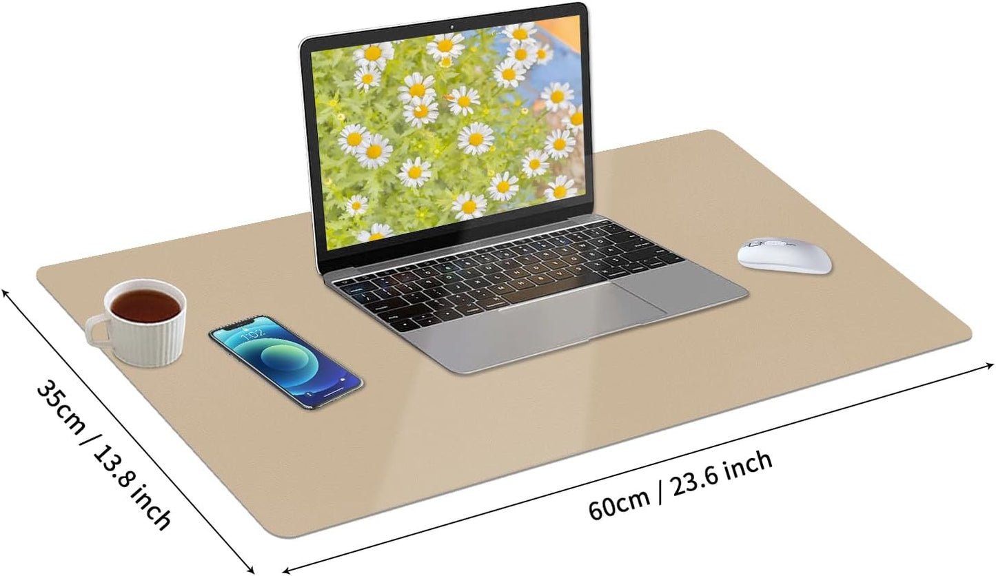 Bloss Leather Desk Pad and Keyboard Wrist Rest, Large Mouse Pad + Keyboard Pad+Mouse Wrist Support, Non-Slip Desk Mat Protector for Office, Home(31.5×15.7 Inches,Beige)
