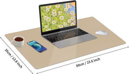 Bloss Leather Desk Pad and Keyboard Wrist Rest, Large Mouse Pad + Keyboard Pad+Mouse Wrist Support, Non-Slip Desk Mat Protector for Office, Home(31.5×15.7 Inches,Beige)