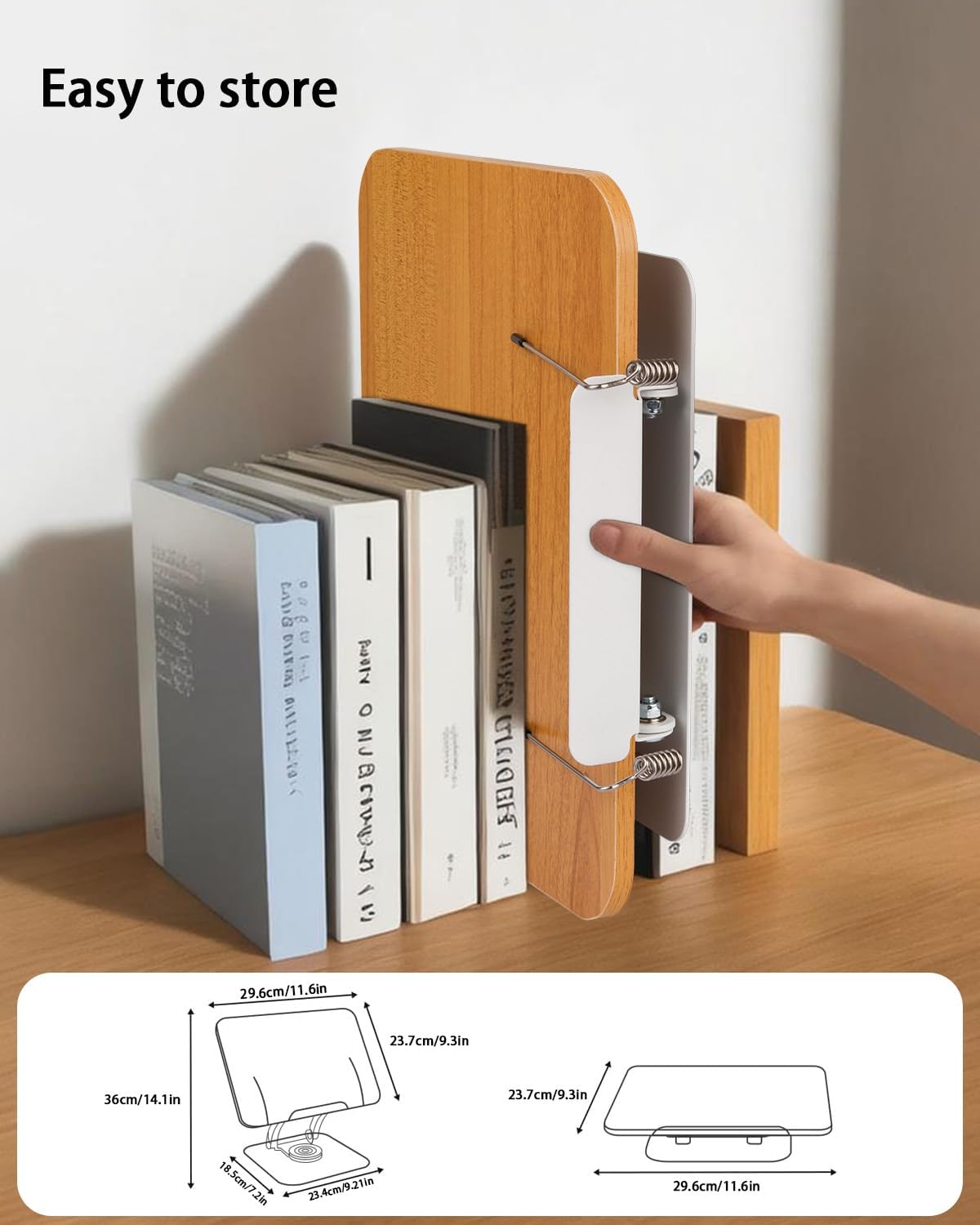 Honagu Book Stand for Reading, Adjustable Book Holder with 360 Degree Rotating Base & Page Clips, Hands Free Foldable Desktop Cookbook Stand for Sheet Music, Laptop, Recipe, Textbook (Acrylic)