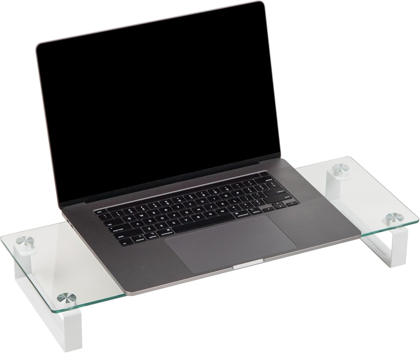 Mind Reader Monitor Stand, Contemporary, Desktop Organizer, Laptop Riser, Office, Glass, Clear
