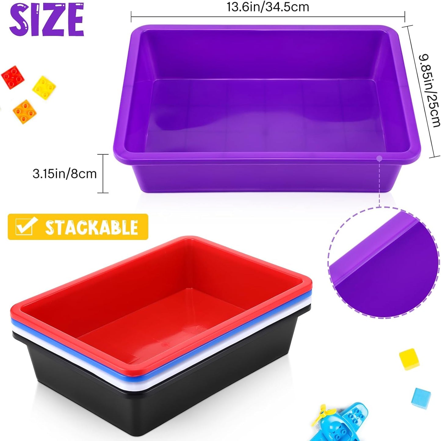 Hoteam 10 Pcs Flat Storage Organizer Tray Bin Paper Tray for Classroom Plastic Stackable File Organizer for School Office Teacher Book Organization(Clear,13.78 x 9.84 x 3.15 Inch)