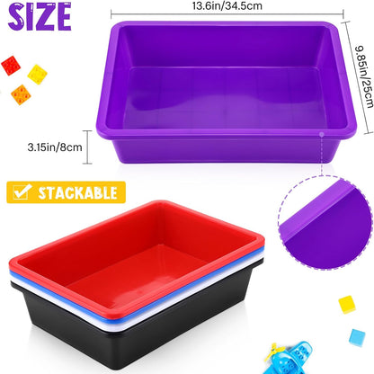 Hoteam 10 Pcs Flat Storage Organizer Tray Bin Paper Tray for Classroom Plastic Stackable File Organizer for School Office Teacher Book Organization(Clear,13.78 x 9.84 x 3.15 Inch)