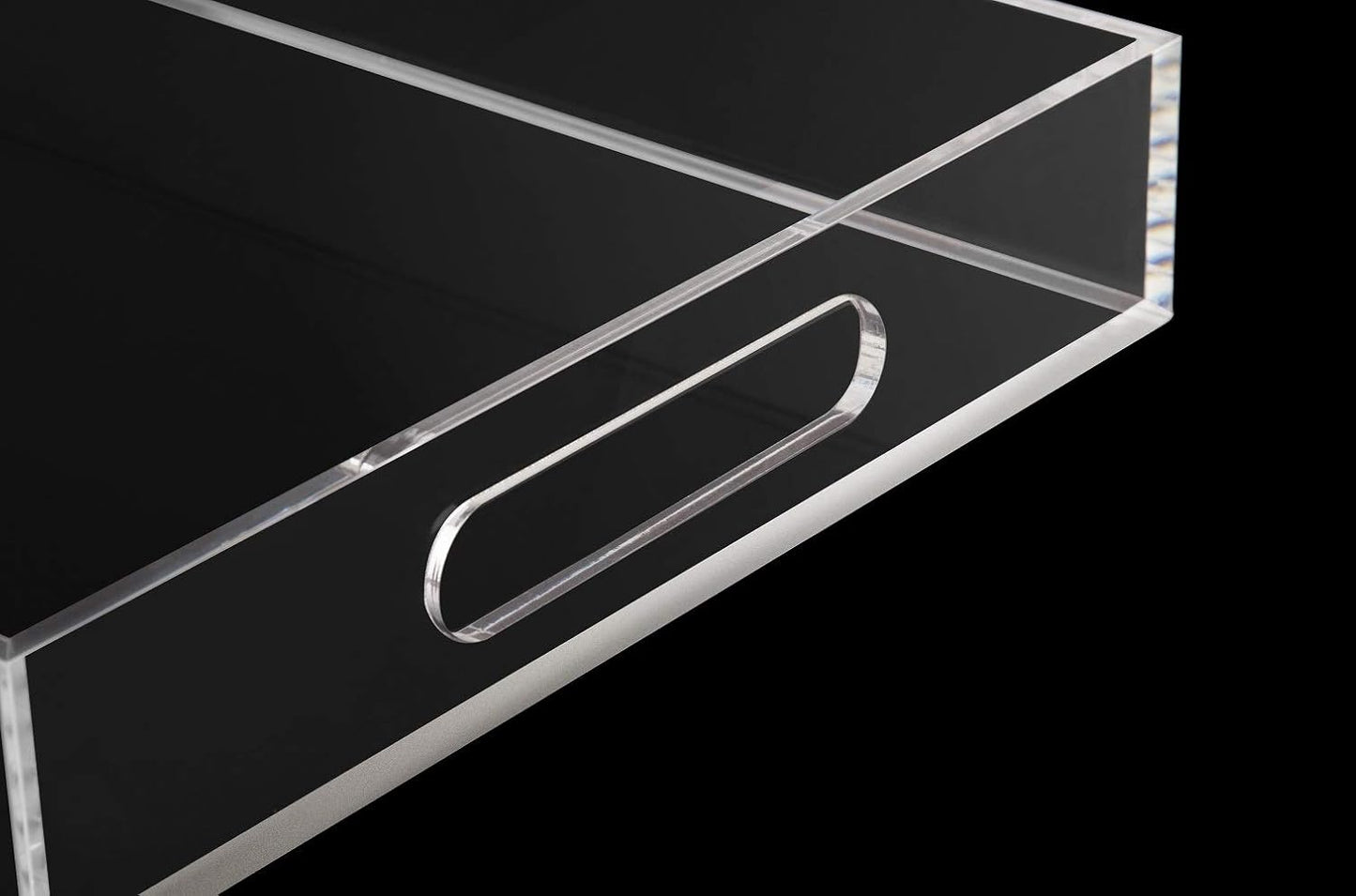 KEVLANG Clear Sturdy Acrylic Serving Tray with Handles-12x16Inch-Serving Coffee,Appetizer,Breakfast,Butler-Kitchen Countertop -Makeup Drawer Organizer-Vanity Table -Ottoman