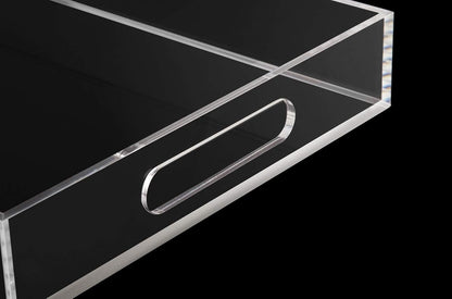 KEVLANG Clear Sturdy Acrylic Serving Tray with Handles-12x16Inch-Serving Coffee,Appetizer,Breakfast,Butler-Kitchen Countertop -Makeup Drawer Organizer-Vanity Table -Ottoman