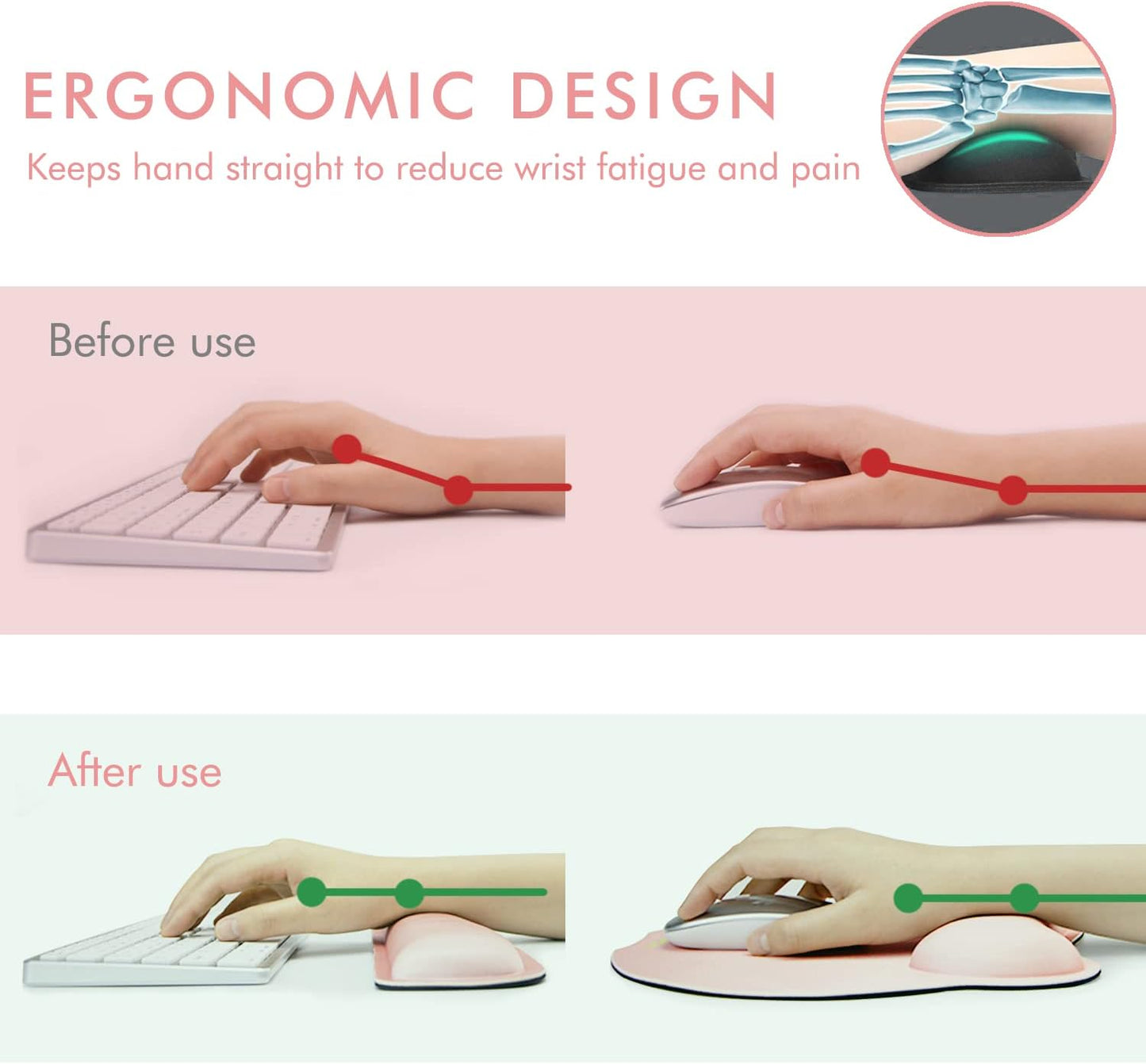 Comfy Mee Premium Memory Foam Keyboard and Mouse Wrist Rest Pads Set- for Comfortable Typing &Wrist Pain Relief (Pack of 2)