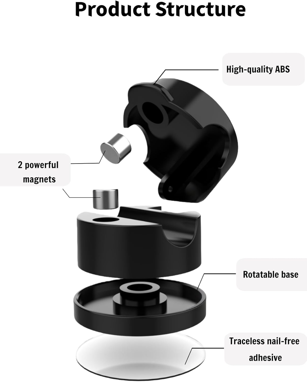 8 Pack Magnetic Cable Organizer [1s Lock] Spring Cable Management Clips, Desktop Cable Management Clips, Cord Holder for Office Desk, Black and White, Strong Magnet Wire Clips (Black)