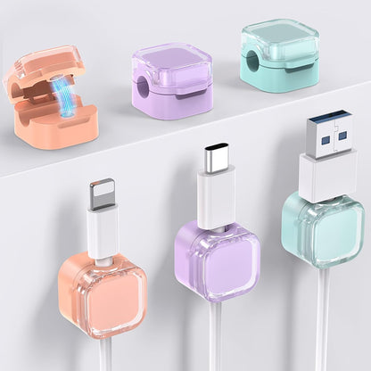 AhaStyle 6 Pack Magnetic Cable Organizer [1s Lock] Cord Holders Clips Strong Adhesive Cord Keeper [Smooth Adjustable] Hide Wire Cord Organizer for Nightstand Kitchen Car Office (Lavender)
