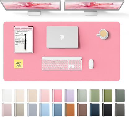 YSAGi Leather Desk Protector, Office Mat, Large Mouse Mat, Non-Slip PU Leather Blotter, Laptop Pad, Waterproof Writing Pad for Office and Home (Light Pink, 23.6" x 13.8") - Colors B