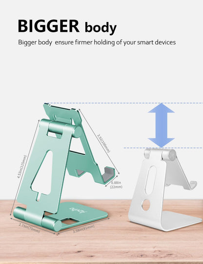 Aoviho Cell Phone Stand for Desk, Adjustable Desktop Phone Holder Stand, Foldable Moblie Phone Dock for iPhone17 16 15 14 13 12 11 Pro Xs Max Xr X 8 7 6 5 5s SE Nintendo Switch All Phones, Pink