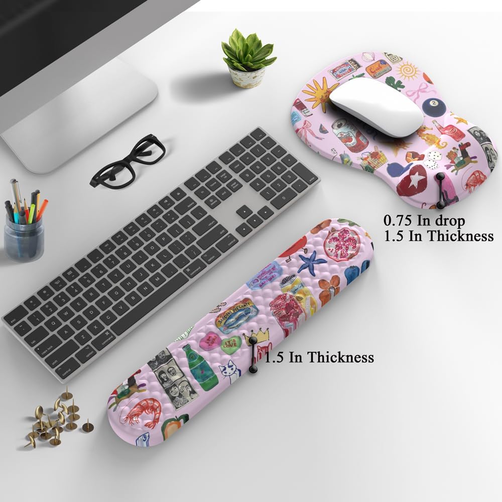 Ghost Book Mousepad with Wrist Rest Halloween Computer Keyboard Mouse Pad Black Cute, Mouse Pad with Wrist Rest for Computer Keyboard, 2 In1 Mousepad with Wrist Support Easy Typing&Relieve Wrist Pai