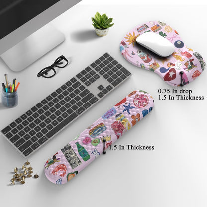Ghost Book Mousepad with Wrist Rest Halloween Computer Keyboard Mouse Pad Black Cute, Mouse Pad with Wrist Rest for Computer Keyboard, 2 In1 Mousepad with Wrist Support Easy Typing&Relieve Wrist Pai