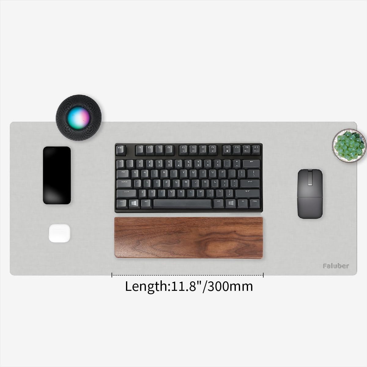 Faluber Wooden Wrist Rest, 14.3-inch Length and 20mm Thickness for Tenkeyless Keyboard, Walnut Wood Palm Rest, Ergonomic Design for Mechanical Gaming Keyboard, Stain Resistant (Medium, Walnut Wood)