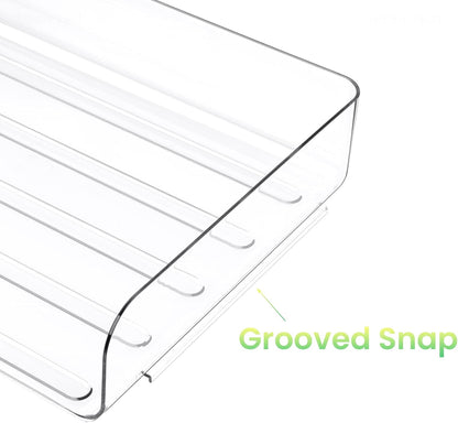 Tomorotec Desk Letter Tray Set, A4 Size Clear PET Stackable Document Organizer Office Desktop File Paper Holder Book Storage Rack Side Load Anti-Skid Stacking Support Convex Bottom (2X Landscape)