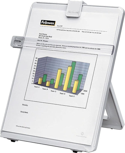 Fellowes 21103 Non-Magnetic Desktop Copyholder, Plastic, 125 Sheet Capacity, Platinum