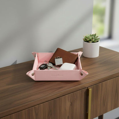 UnionBasic Medium Valet Tray, Jewelry Tray for Rings Watches Earrings, Entryway Catchall Caddy for Coins Keys Change, Nightstand Bedside Valet Holder, Trays for Electronic Gadgets, Candy Pink Plus - Colors A