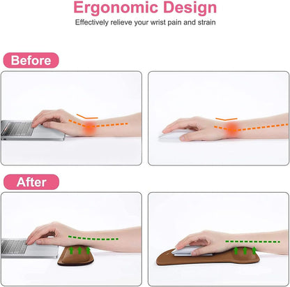 MOSISO Wrist Rest Support for Mouse Pad & Keyboard Set, Ergonomic Mousepad Non-Slip Base Home/Office Pain Relief & Easy Typing Cushion with Neoprene Cloth & Raised Memory Foam, Apricot
