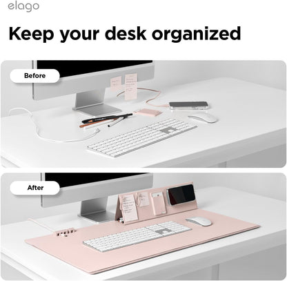 elago Smart Magnetic Desk Mat Folio Board Compatible with All Magnetic Products Clean Organized Desk for Office and Home (Microfiber Leather-Stone)