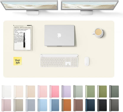 YSAGi Leather Desk Protector, Office Mat, Large Mouse Mat, Non-Slip PU Leather Blotter, Laptop Pad, Waterproof Writing Pad for Office and Home (Light Pink, 23.6" x 13.8") - Colors A