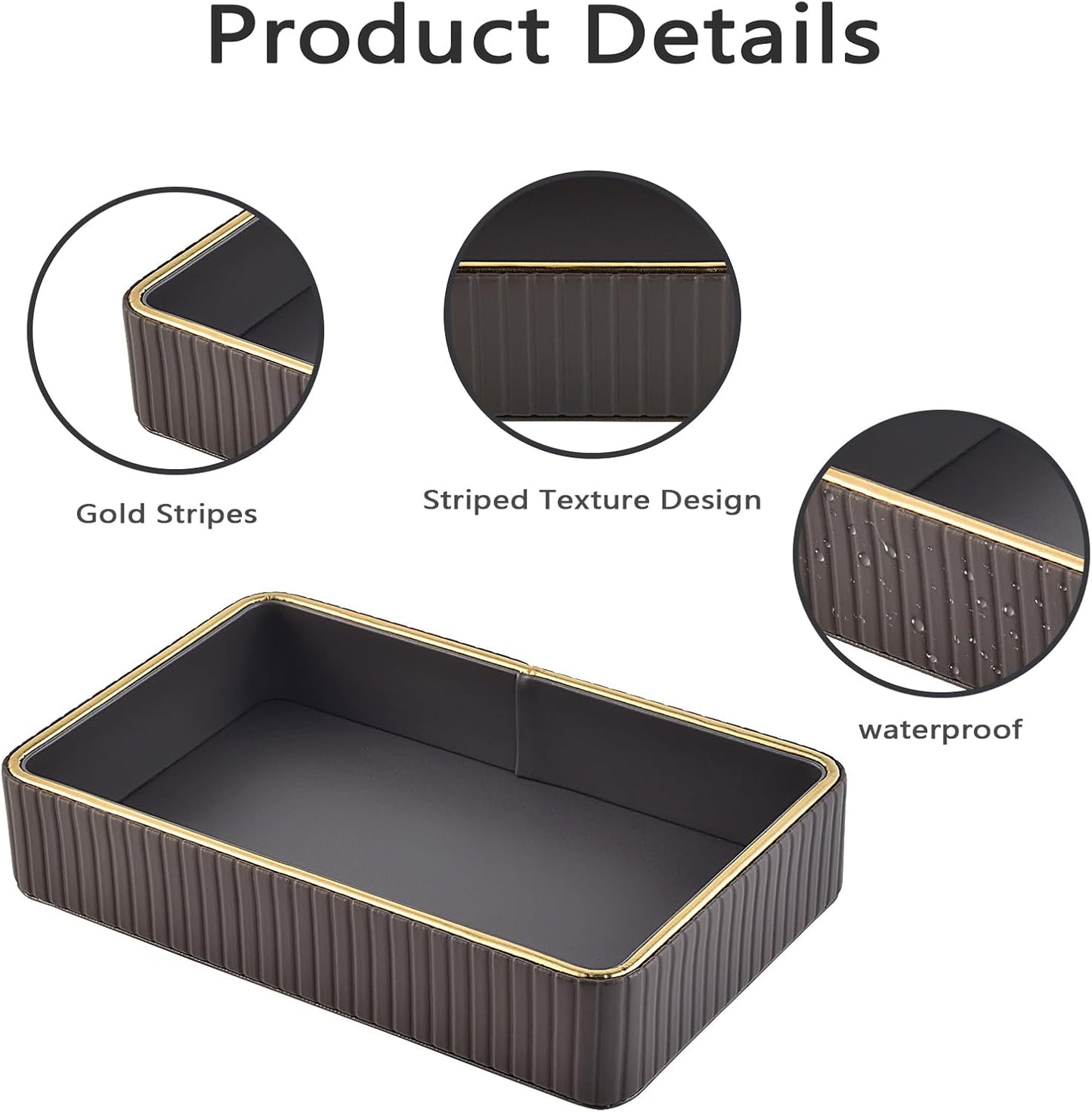 PU Leather Valet Tray,Desk Organizer Tray Nightstand Organizer Trinket Dish Storage Key Bowl Decorative Trays for Phone Wallet Jewelry Watch,Bathroom Bedroom Perfume Vanity Trays,Cream White