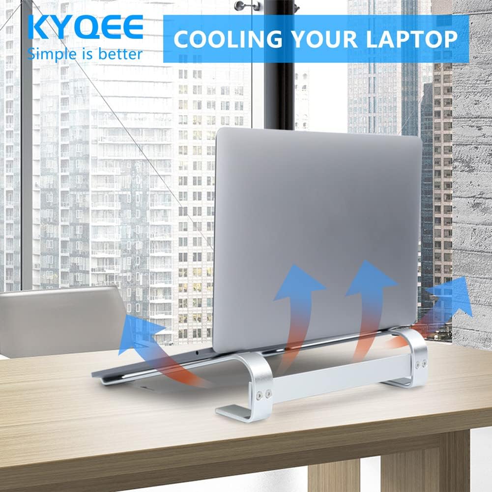 Ventilated Laptop Stand for Desk, Ergonomic Aluminum Laptop Riser, Computer Stand for Laptop, Compatible with MacBook Air Pro, Dell, HP, More 11-17.3 Inches Notebook, Work from Home (Black)