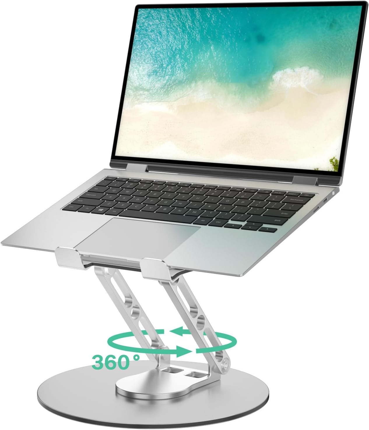 Laptop Stand for Desk Adjustable Computer Stand with 360 Rotating Base Ergonomic Laptop Riser Mount for Desk Foldable Protable Computer Desk Fits with MacBook Pro Air, Round Black