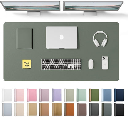 YSAGi Leather Desk Protector, Office Mat, Large Mouse Mat, Non-Slip PU Leather Blotter, Laptop Pad, Waterproof Writing Pad for Office and Home (Light Pink, 23.6" x 13.8") - Colors A