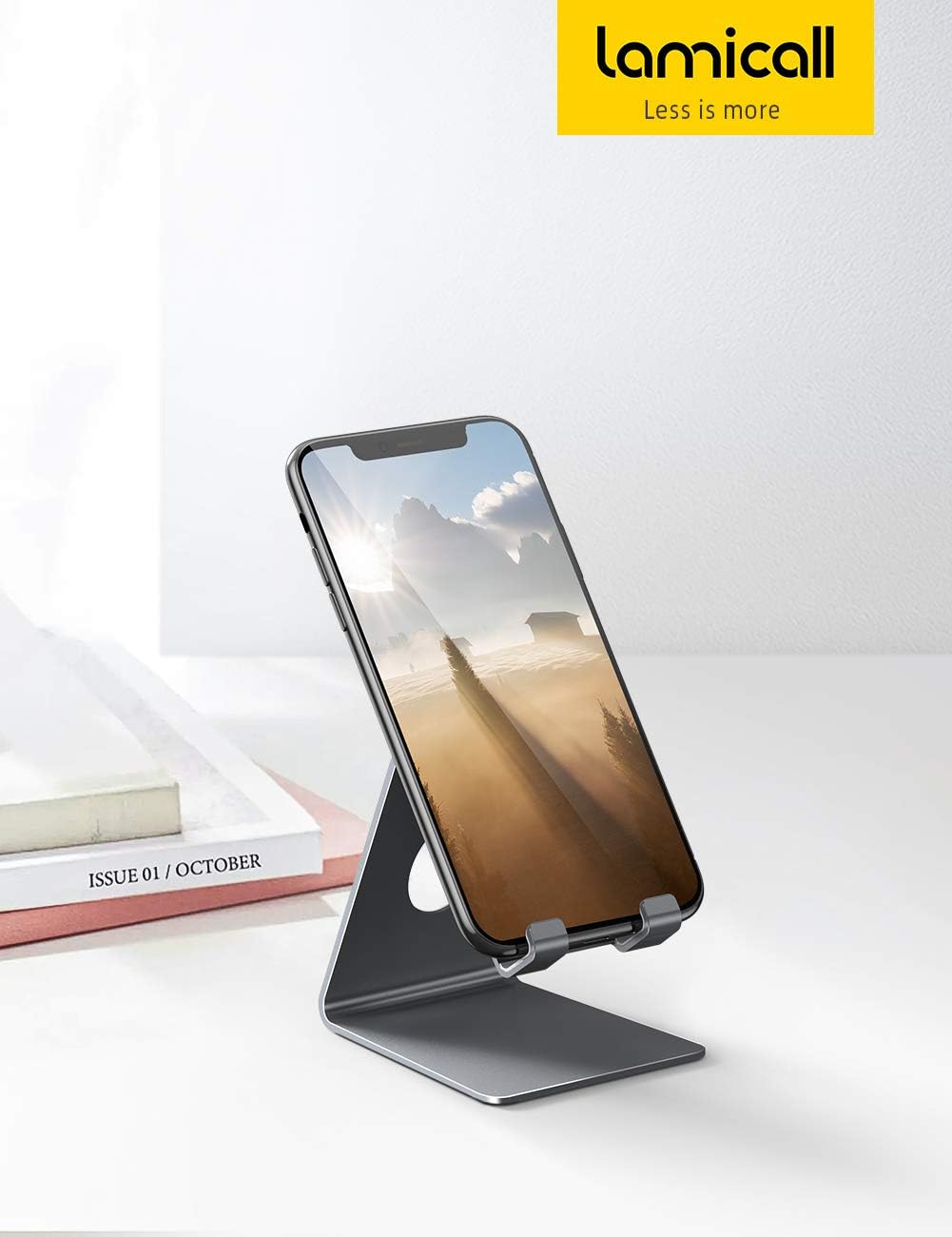 Lamicall Cell Phone Stand, Phone Dock: Cradle, Holder, Stand for Office Desk - Black
