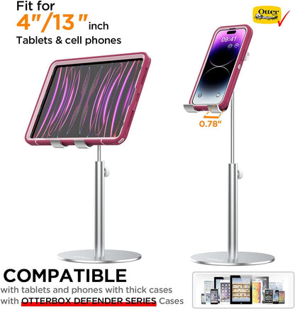 AICase Telescopic Adjustable iPad Holder,Universal Multi Angle Aluminum Stand Compatible with iPhone Smart Cell Phone/Tablet/iPad(4-13 inch), Silver