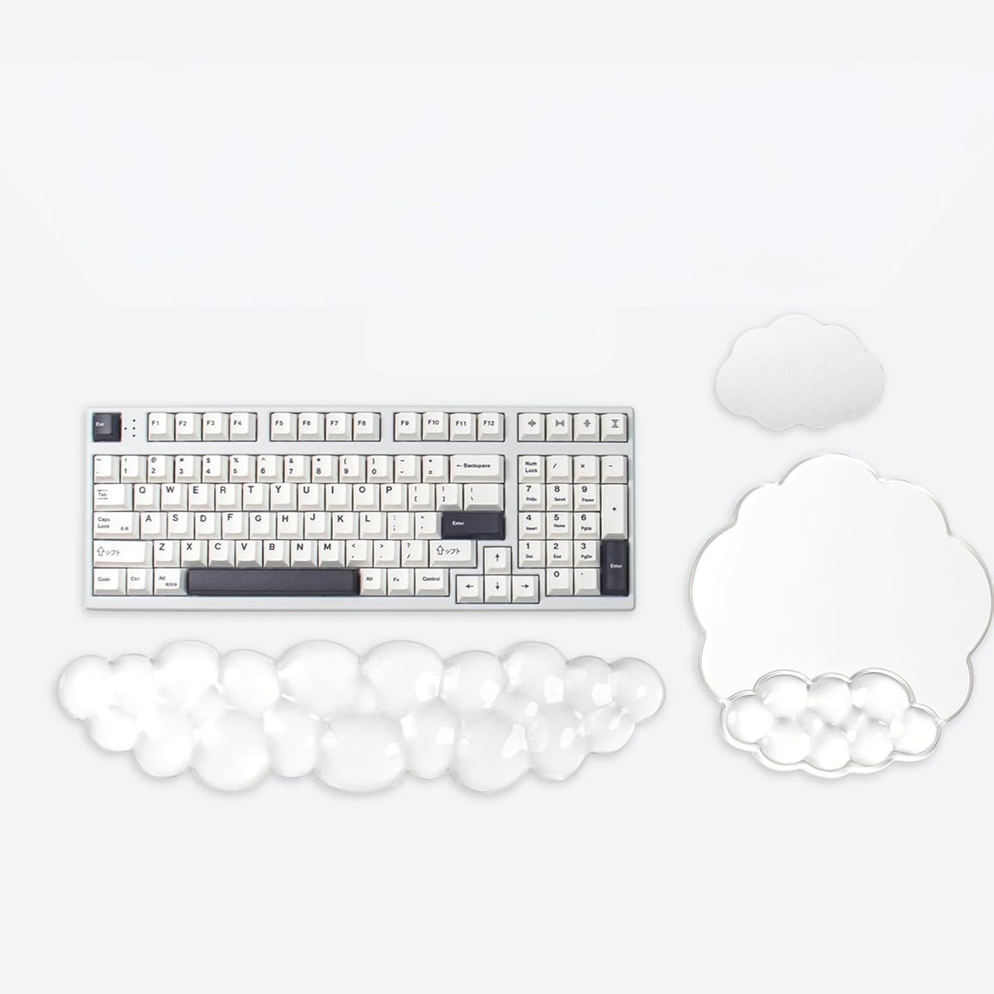 Gel Wrist Rest and Cloud Mouse Pad Support for Keyboard and Mouse - Ergonomic Pink Keyboard Wrist Pad Set for Typing Pain Relief/Computer/Laptop/Gaming/Home/Office (Cloud Shape, Gradient Blue Pink)