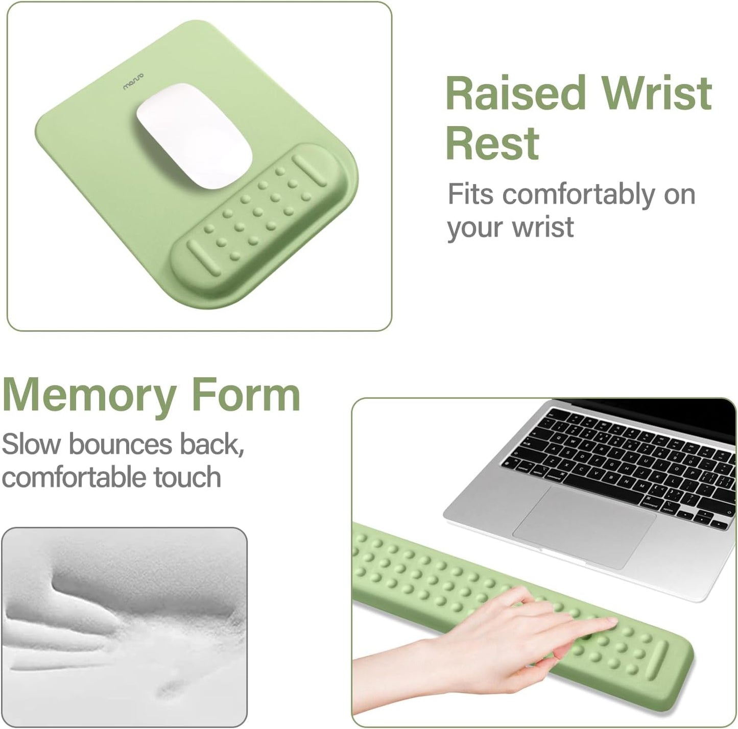 MOSISO Computer Keyboard Stand&Wrist Rest Support for Keyboard &Mouse Pad Set, Ergonomic Massage Wrist Rest Set, Easy Typing Working Acrylic Clear Stand for Office Home, Apricot