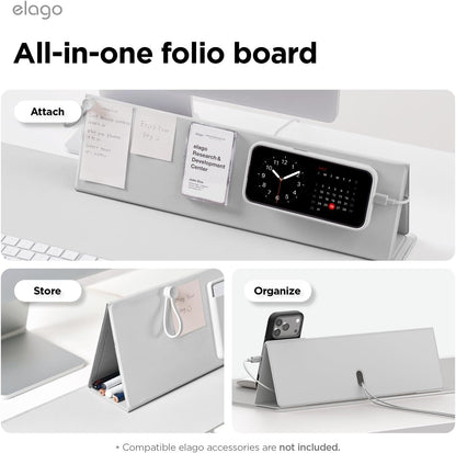 elago Smart Magnetic Desk Mat Folio Board Compatible with All Magnetic Products Clean Organized Desk for Office and Home (Microfiber Leather-Stone)