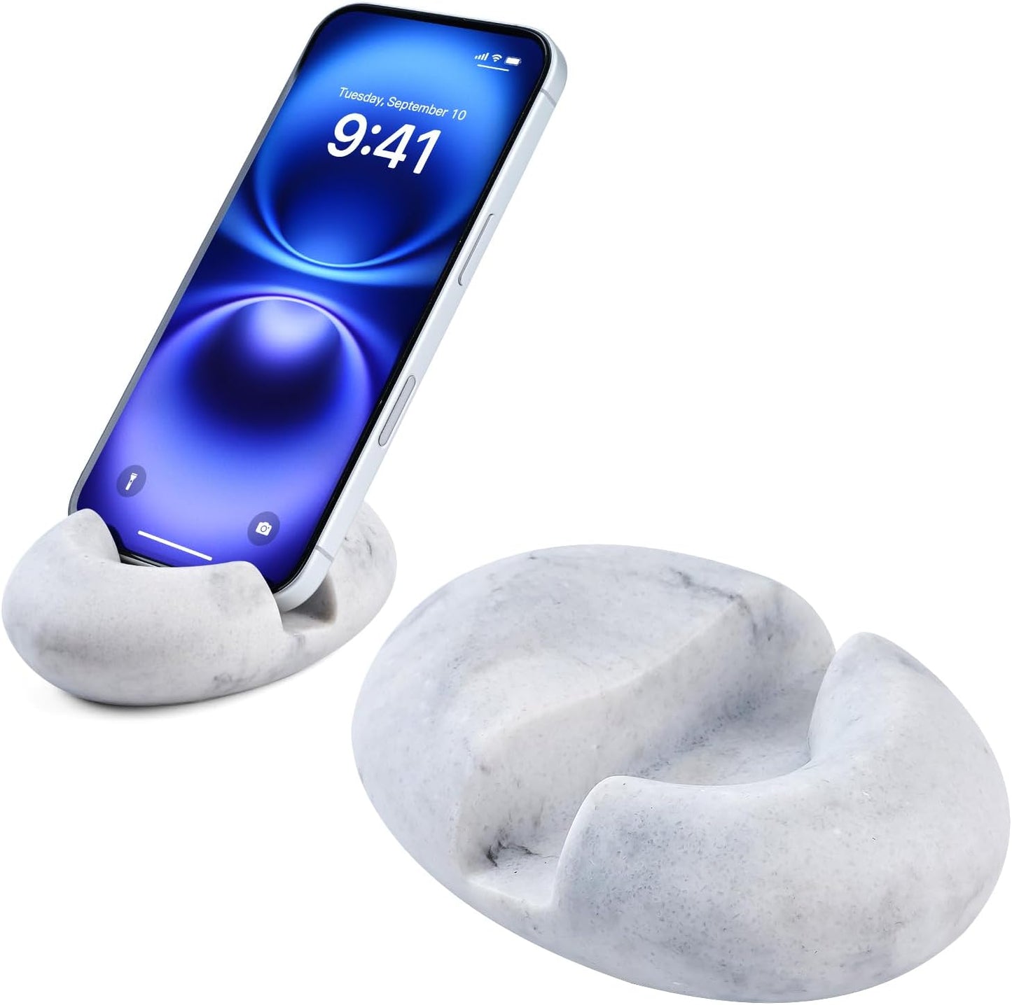 Artificial Stone Cell Phone Stand for Desk Handcraft Pebble Shape Minimalist Decor for Desk Kitchen Counter Office Easy of Use Sturdy and Stable(Beige Yellow)