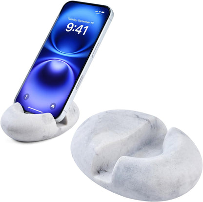 Artificial Stone Cell Phone Stand for Desk Handcraft Pebble Shape Minimalist Decor for Desk Kitchen Counter Office Easy of Use Sturdy and Stable(Beige Yellow)
