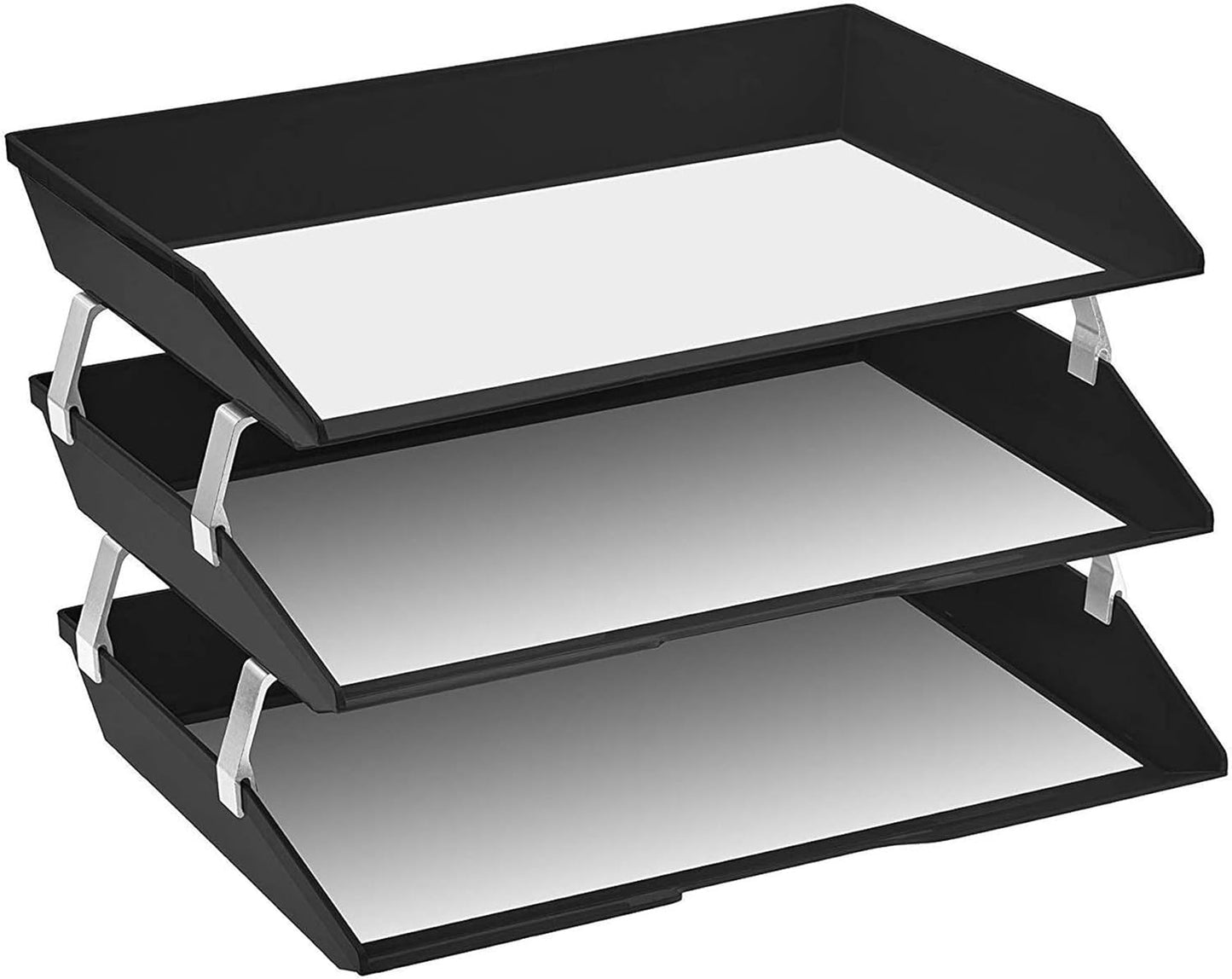 Acrimet 3 Tier Paper Letter Tray Side Load Letter Size, Office Desk File Document Organizer Plastic (Clear Crystal Color)