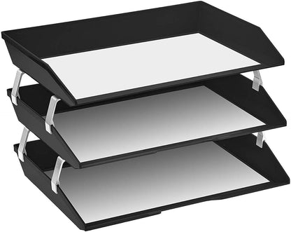 Acrimet 3 Tier Paper Letter Tray Side Load Letter Size, Office Desk File Document Organizer Plastic (Clear Crystal Color)