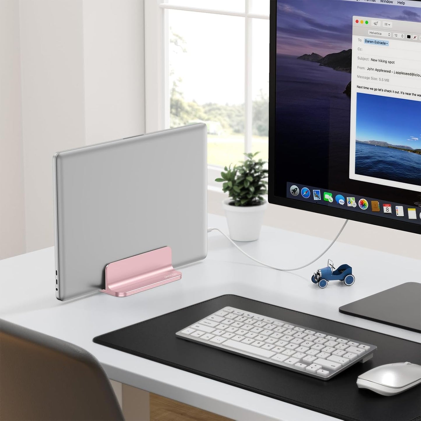 OMOTON Vertical Laptop Stand Holder, Desktop Aluminum Stand for MacBook with Adjustable Dock Size, Fits All MacBook, Surface, Chromebook and Gaming Laptops (Up to 17.3 inches),Black
