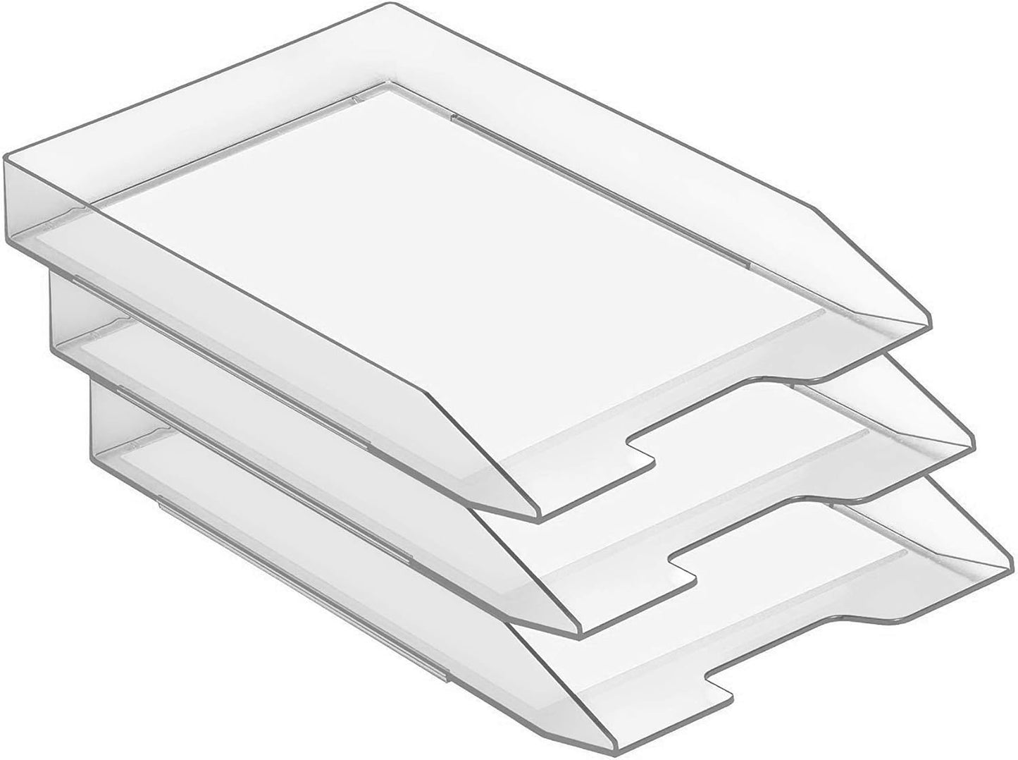 Acrimet Stackable Letter Tray Front Load, Letter Size, Stacking Document Desk Office Paper Organizer, Plastic, Clear Crystal Color, 1 Unit