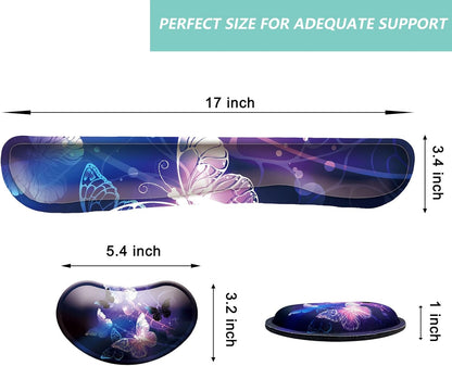 Keyboard Wrist Rest Mouse Wrist Support Set, Memory Foam Wrist Rest Pad for Computer Laptop Keyboard Mouse, Ergonomic Wrist Cushion Support for Typing Pain Relief, Gaming Home Office, Purple