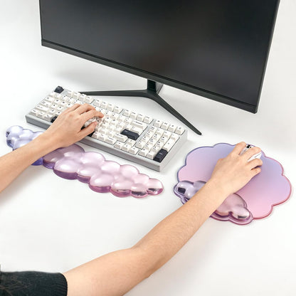 Gel Wrist Rest and Cloud Mouse Pad Support for Keyboard and Mouse - Ergonomic Pink Keyboard Wrist Pad Set for Typing Pain Relief/Computer/Laptop/Gaming/Home/Office (Cloud Shape, Gradient Blue Pink)