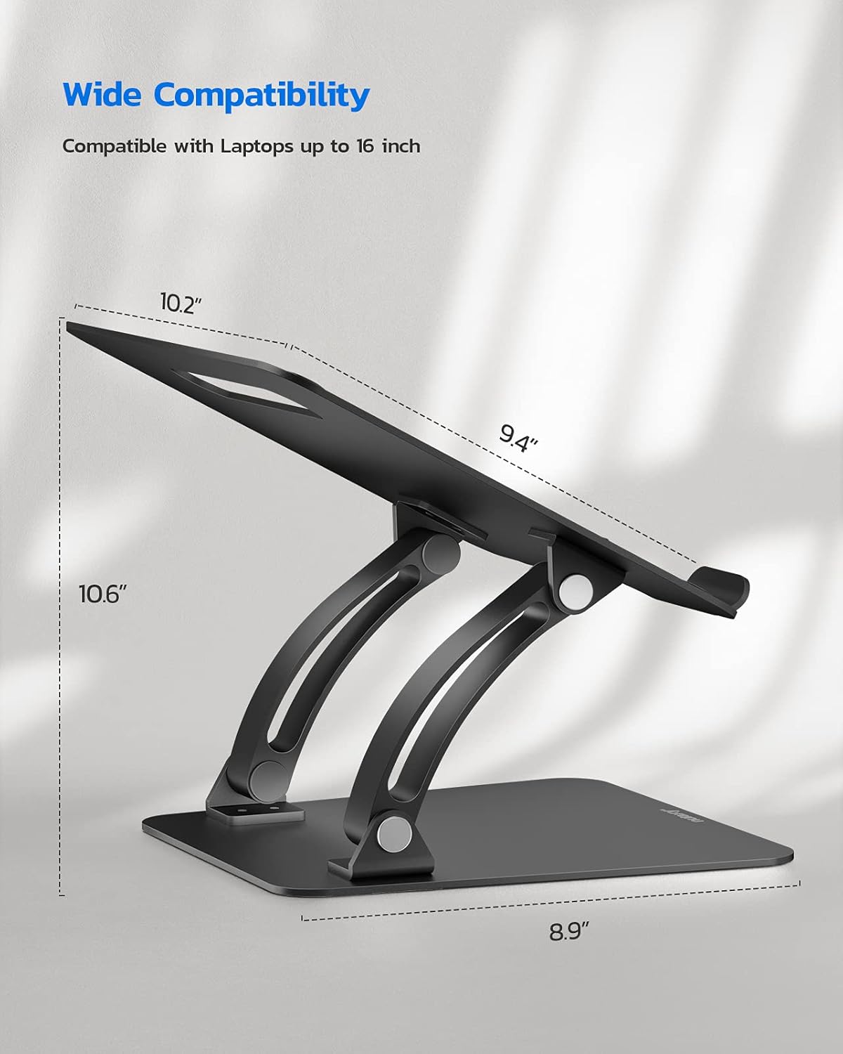 Nulaxy Ergonomic Adjustable Laptop Stand for Desk, Dual Foldable Computer Riser with Advanced Heat-Vent, Heavy-Duty Portable Notebook Holder for Posture Correction, Compatible with Mac 10-17" Laptops