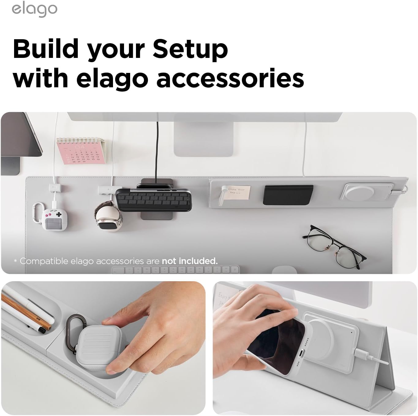 elago Smart Magnetic Desk Mat Compatible with All Magnetic Products -Paper Protector, Mouse Pad, Laptop, Non-Slip Top, Premium Waterproof Writing Pad for Office and Home (Stone [Large]